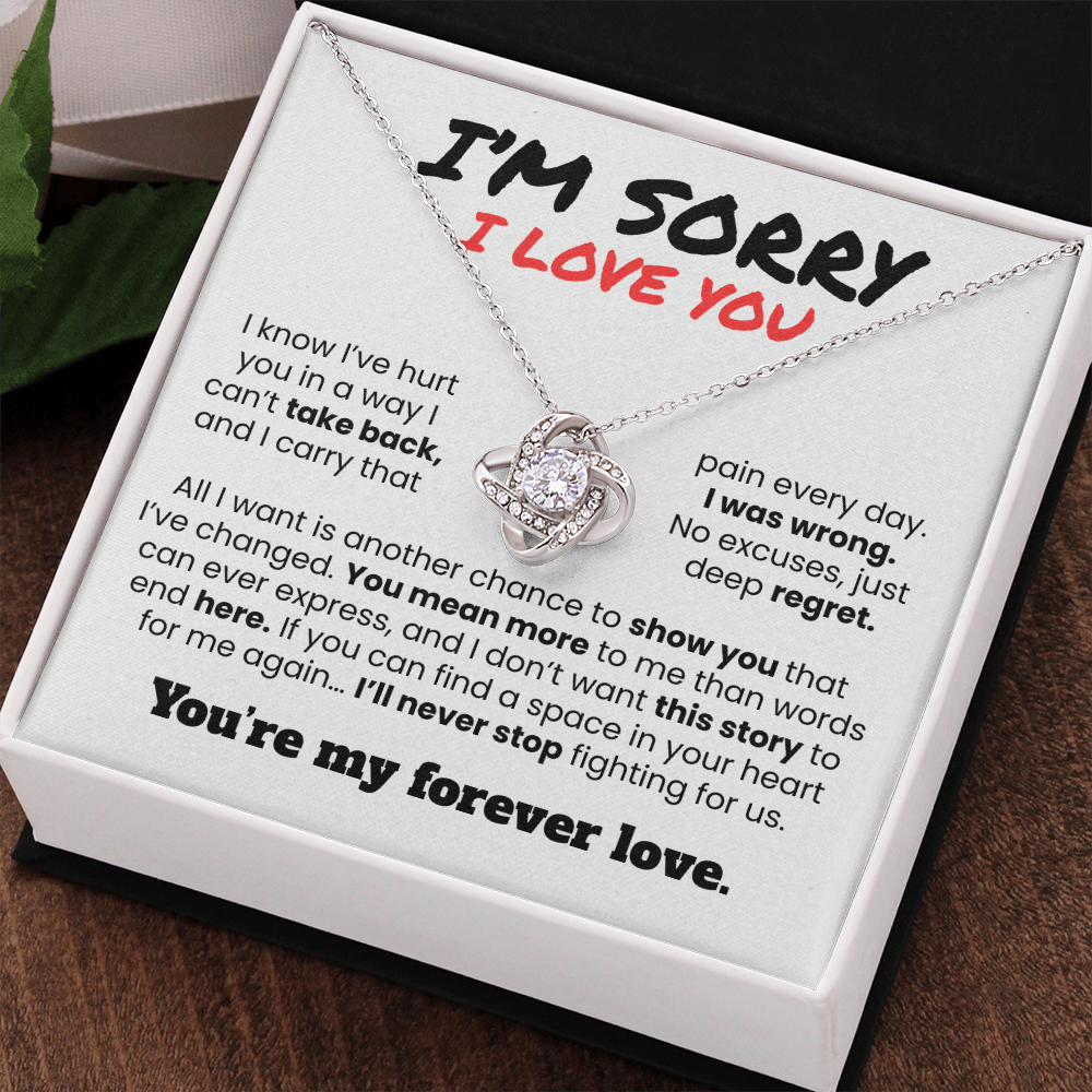 Apology Gift For Her - I know I've Hurt You - Love knot Necklace