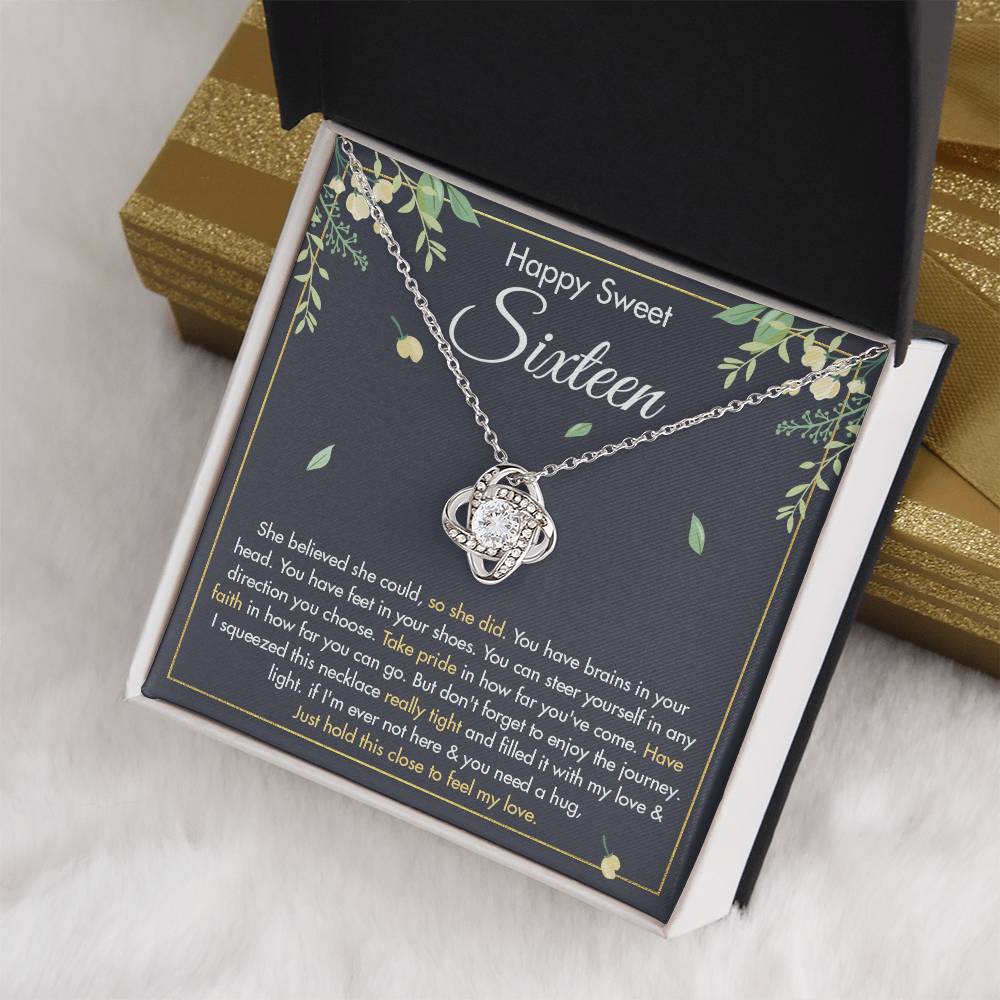 HAPPY SWEET SIXTEEN FAITH LOVE KNOT NECKLACE