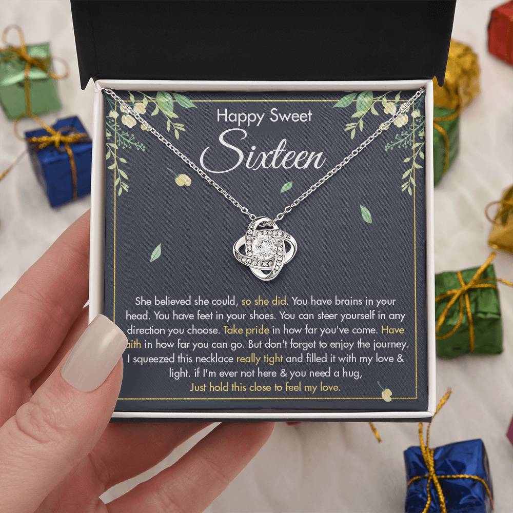 HAPPY SWEET SIXTEEN FAITH LOVE KNOT NECKLACE