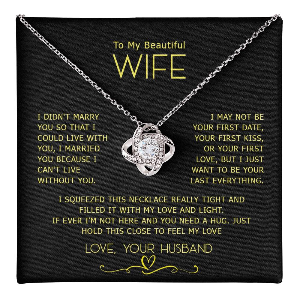 TO MY WIFE SQUEEZED LOVE KNOT NECKLACE