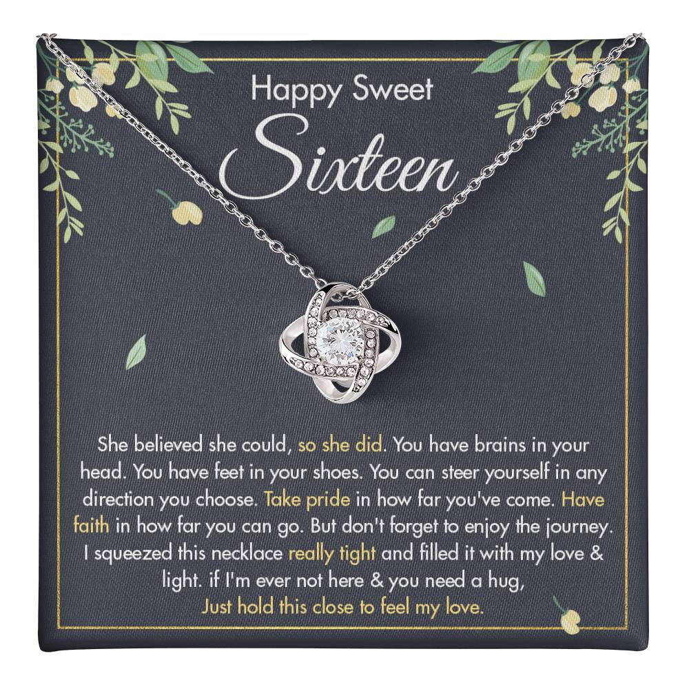HAPPY SWEET SIXTEEN FAITH LOVE KNOT NECKLACE
