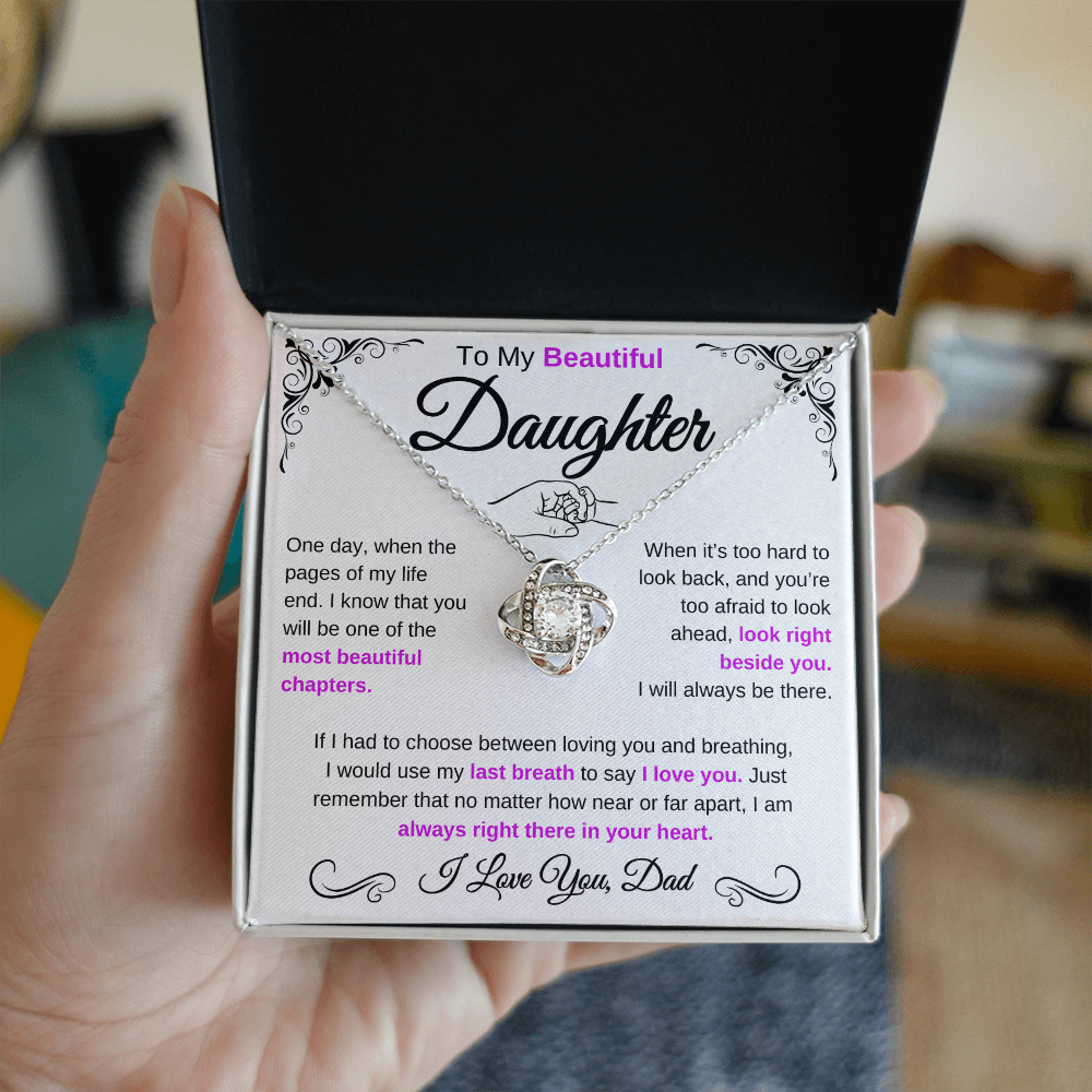 (Almost Sold Out) To My Beautiful Daughter | Love Knot Necklace