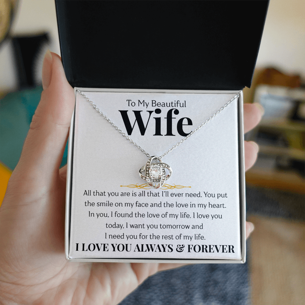 To My Beautiful Wife | Love Knot Necklace