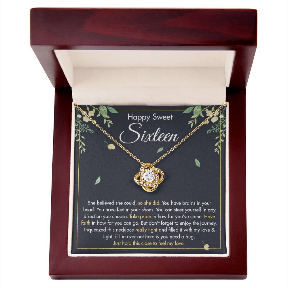 HAPPY SWEET SIXTEEN FAITH LOVE KNOT NECKLACE