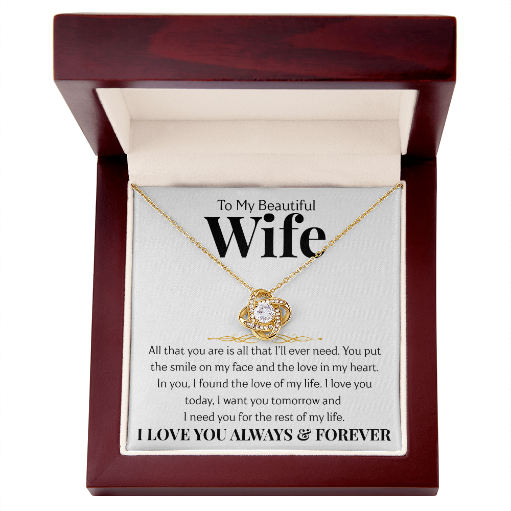 To My Beautiful Wife | Love Knot Necklace