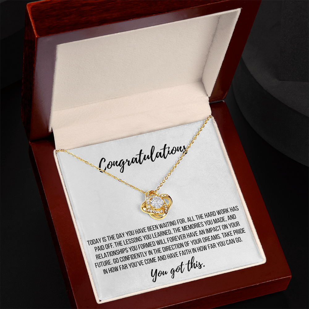 Graduation Gift - Take Pride How Far You Have Come - Love Knot Necklace