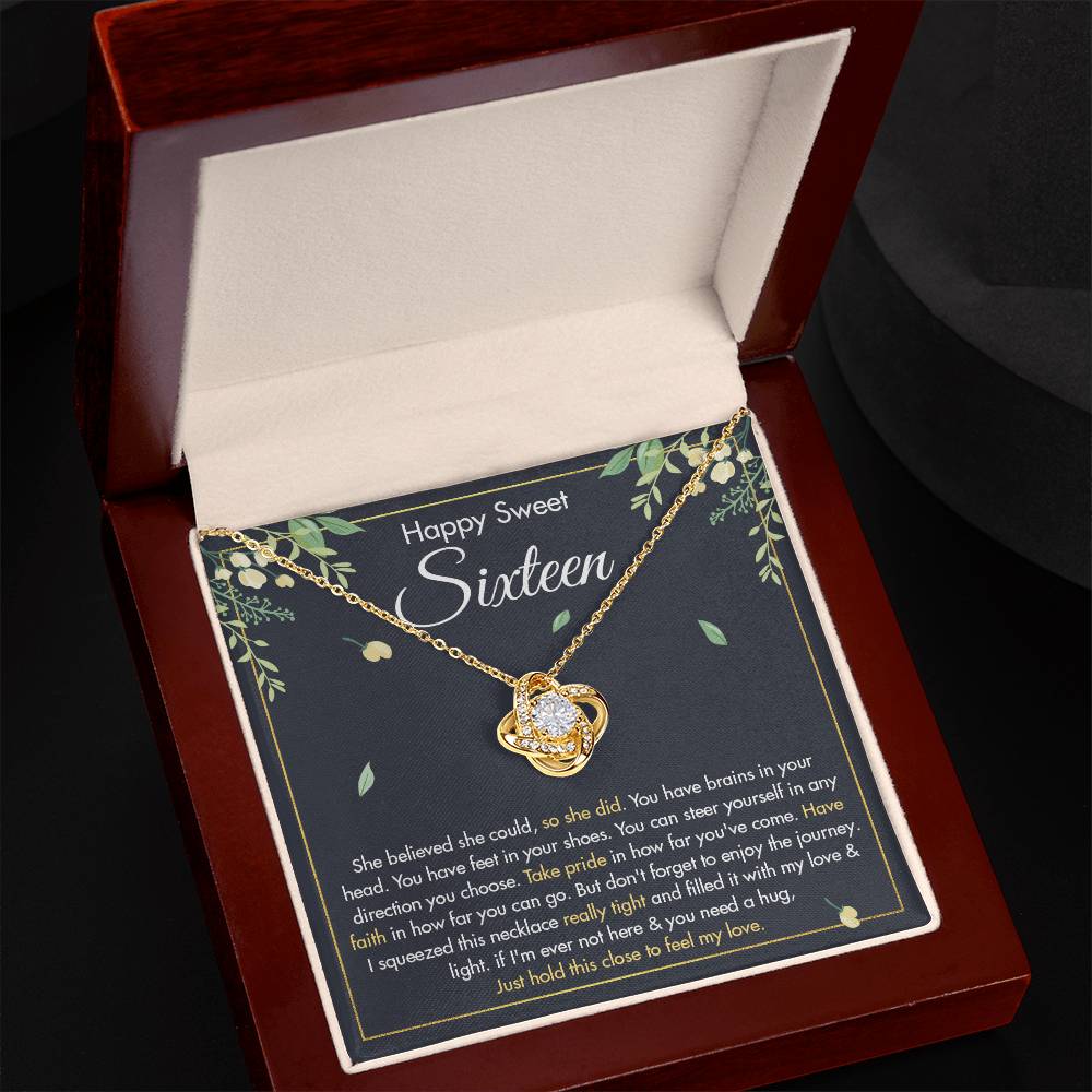 HAPPY SWEET SIXTEEN FAITH LOVE KNOT NECKLACE