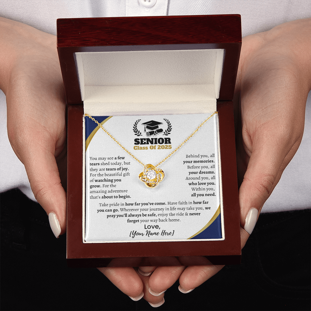 Custom Gift for Graduation "Take Pride in How far You've Come" Love Knot Necklace