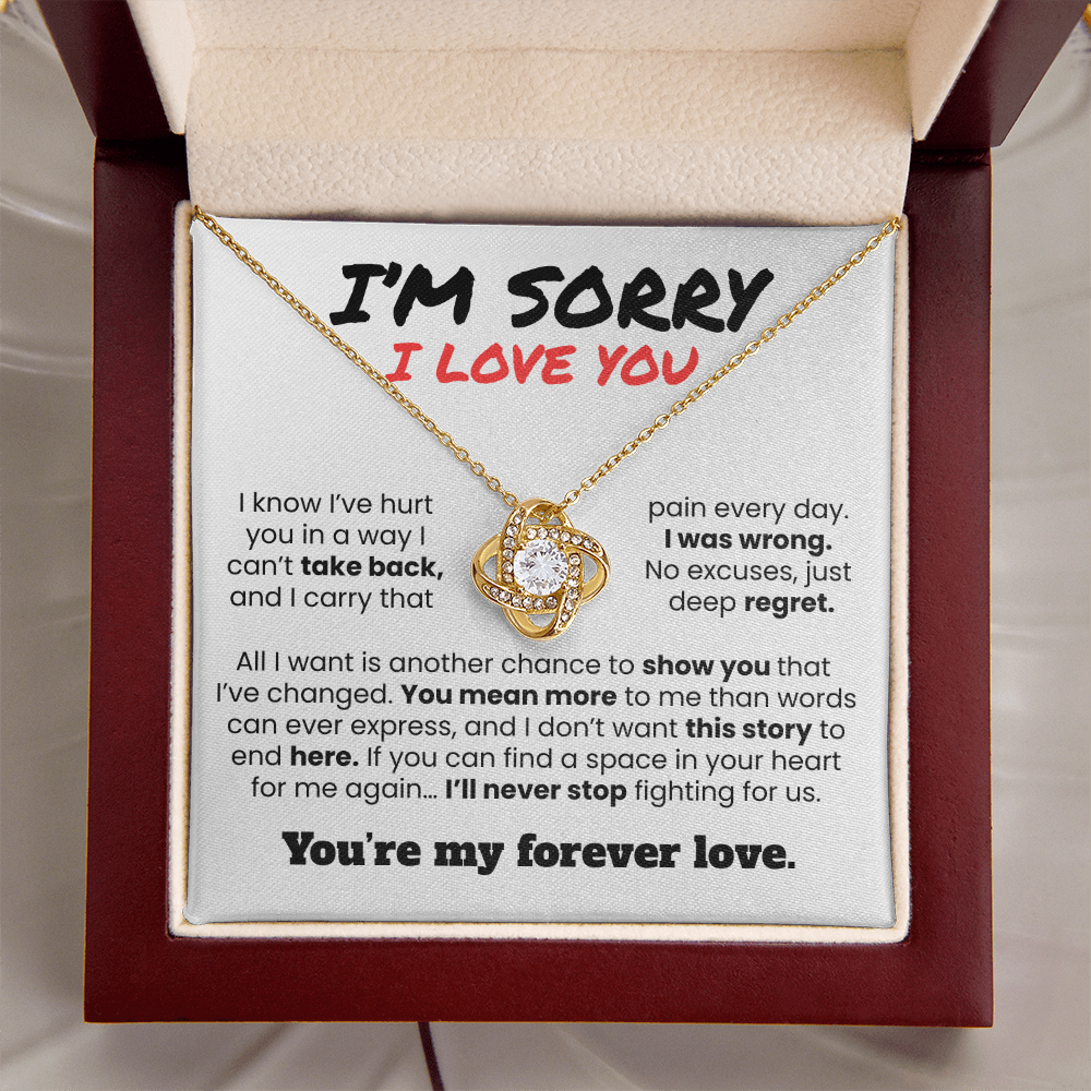 Apology Gift For Her - I know I've Hurt You - Love knot Necklace