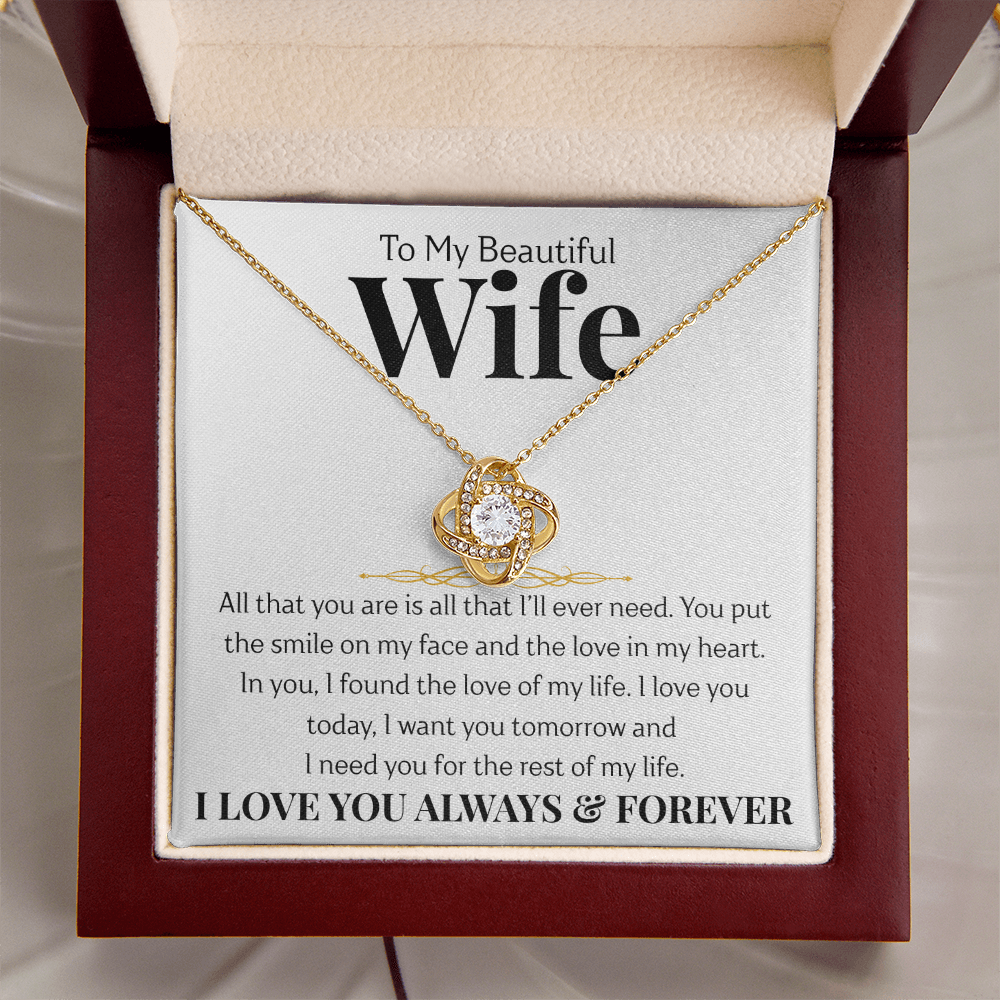 To My Beautiful Wife | Love Knot Necklace