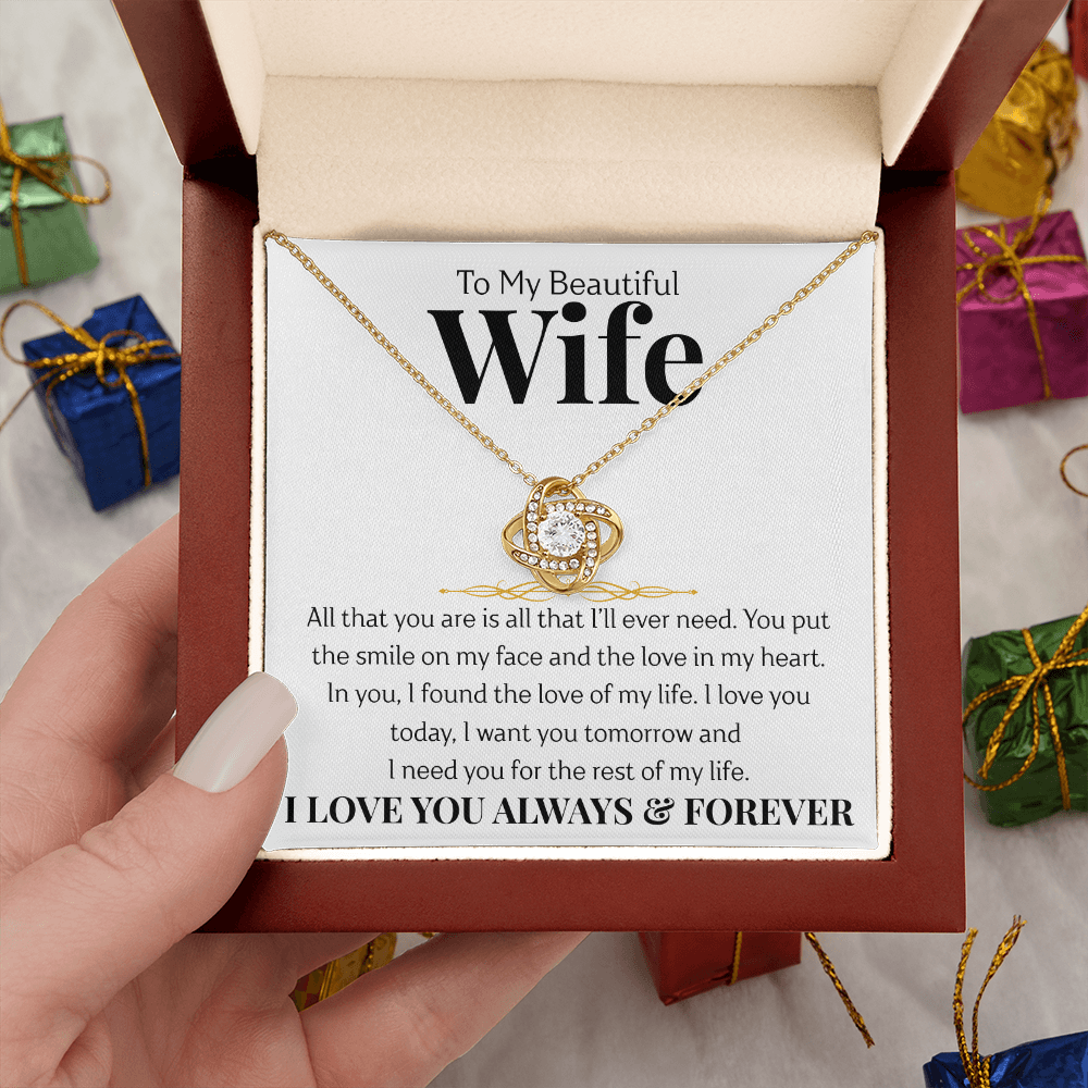 To My Beautiful Wife | Love Knot Necklace
