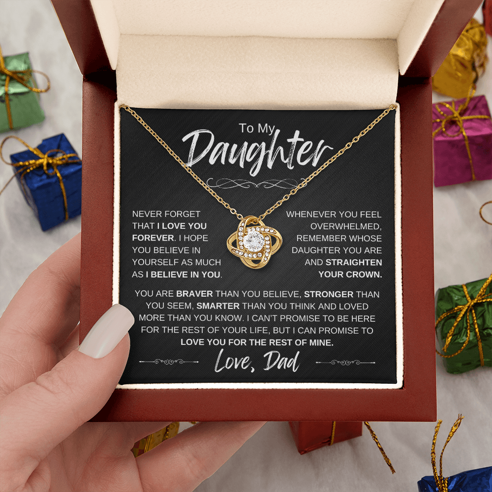 To My Daughter | Straighten Your Crown | Love Knot Necklace