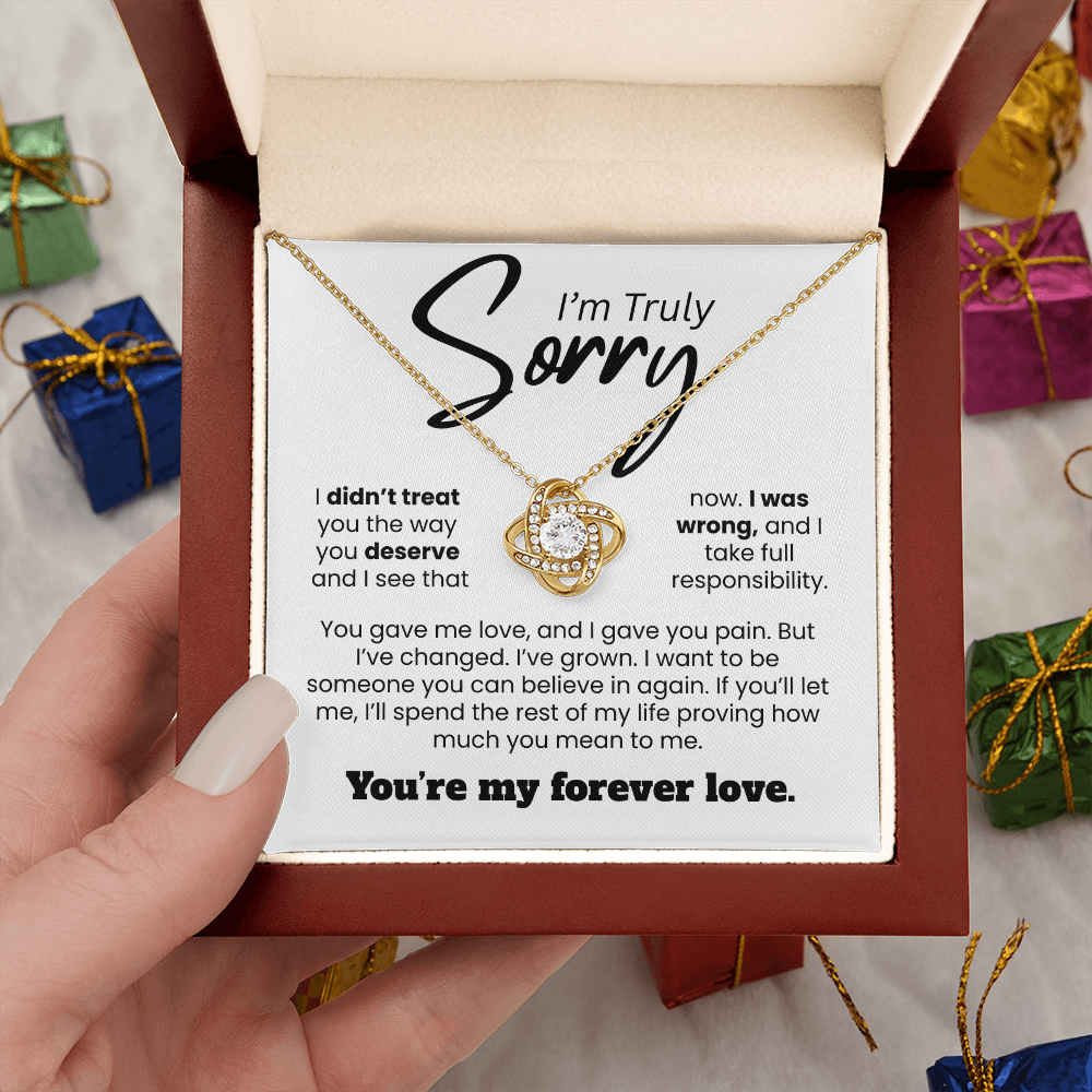 Apology Gift For Her - I'm Truly Sorry, I Was Wrong - Love knot Necklace