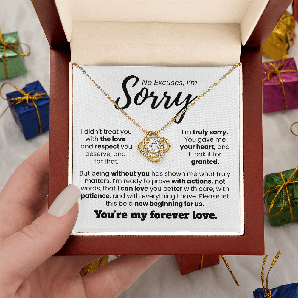 Apology Gift For Her | No Excuses, I'm Sorry | Love knot Necklace