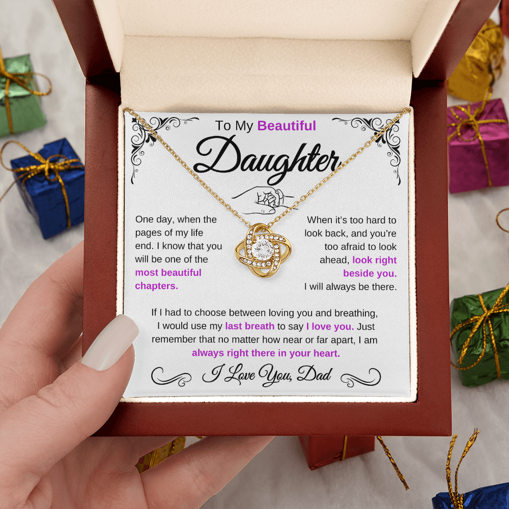 (Almost Sold Out) To My Beautiful Daughter | Love Knot Necklace