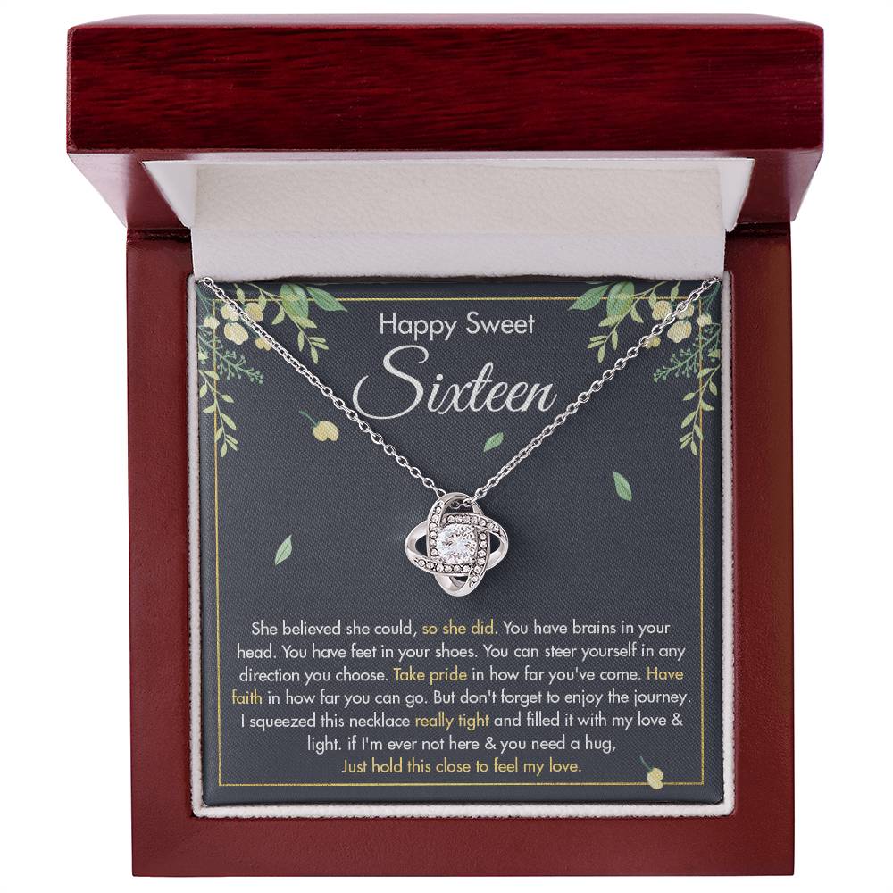 HAPPY SWEET SIXTEEN FAITH LOVE KNOT NECKLACE