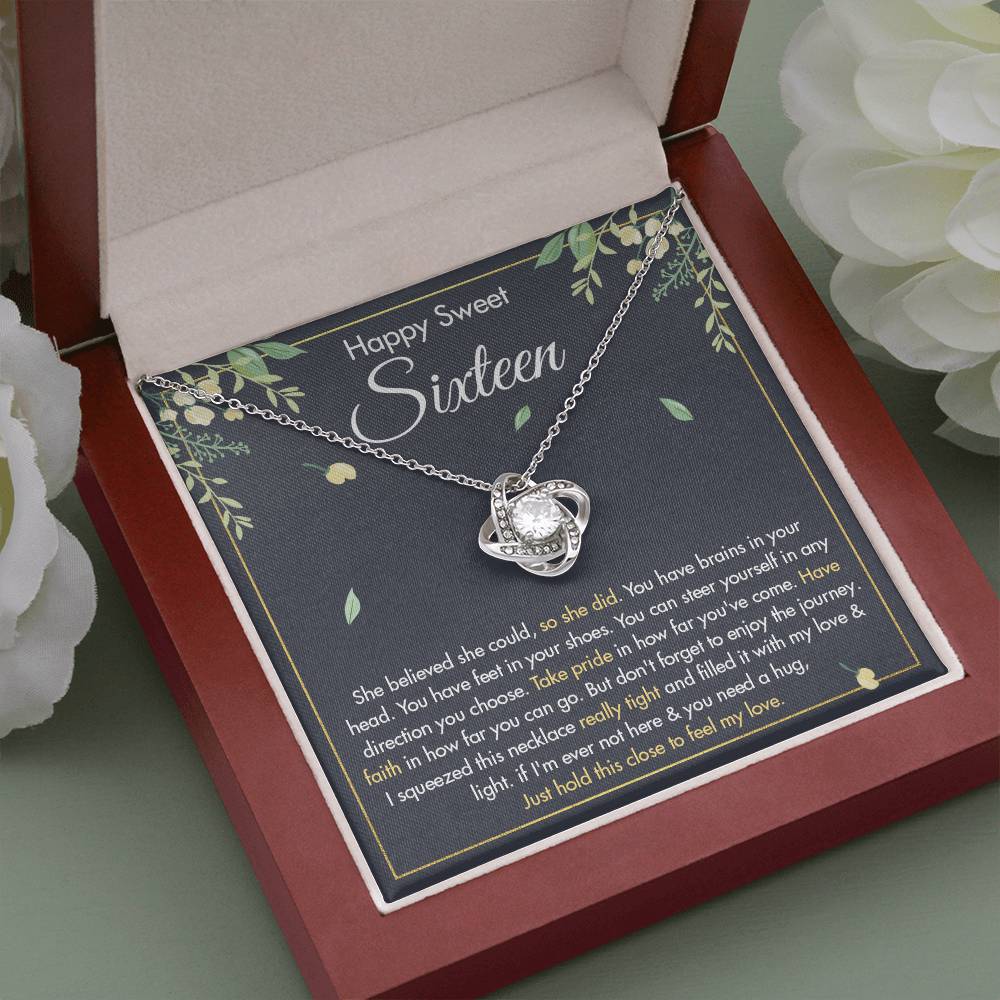 HAPPY SWEET SIXTEEN FAITH LOVE KNOT NECKLACE