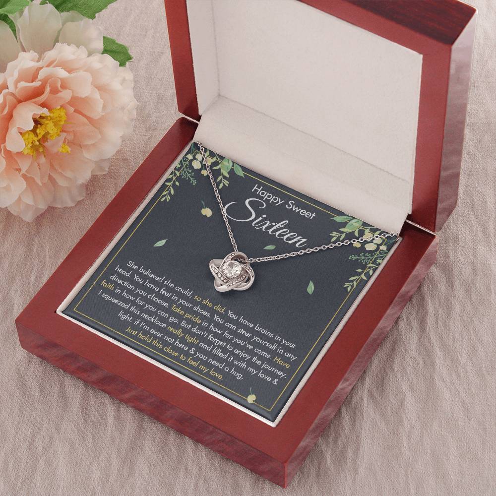 HAPPY SWEET SIXTEEN FAITH LOVE KNOT NECKLACE