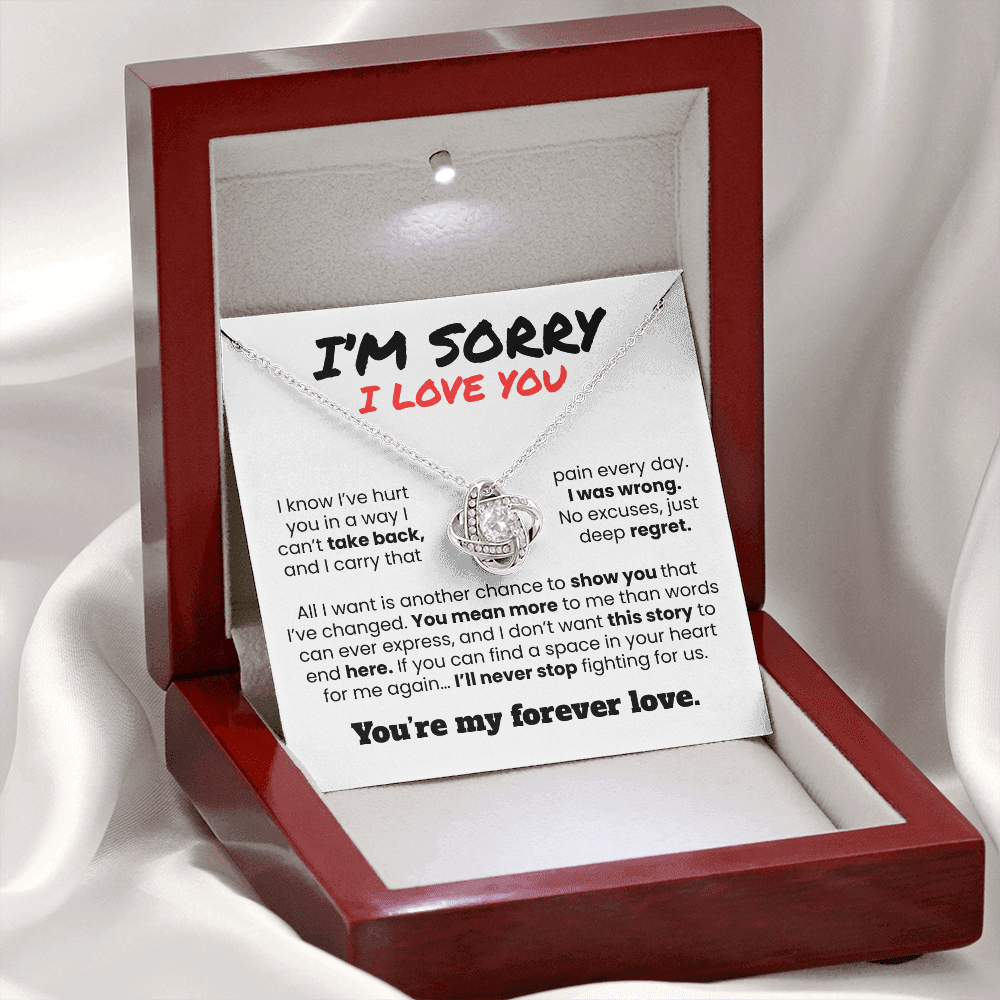 Apology Gift For Her - I know I've Hurt You - Love knot Necklace