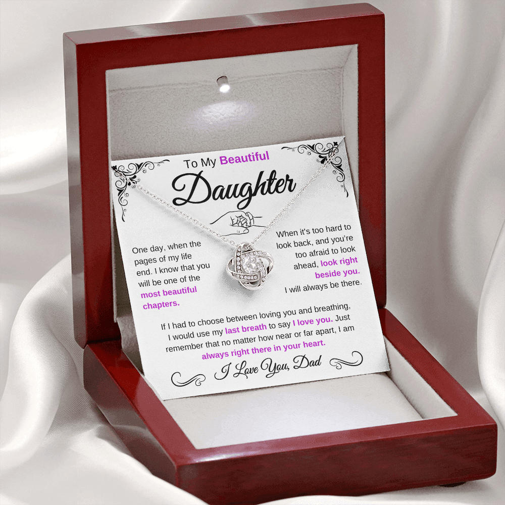 (Almost Sold Out) To My Beautiful Daughter | Love Knot Necklace