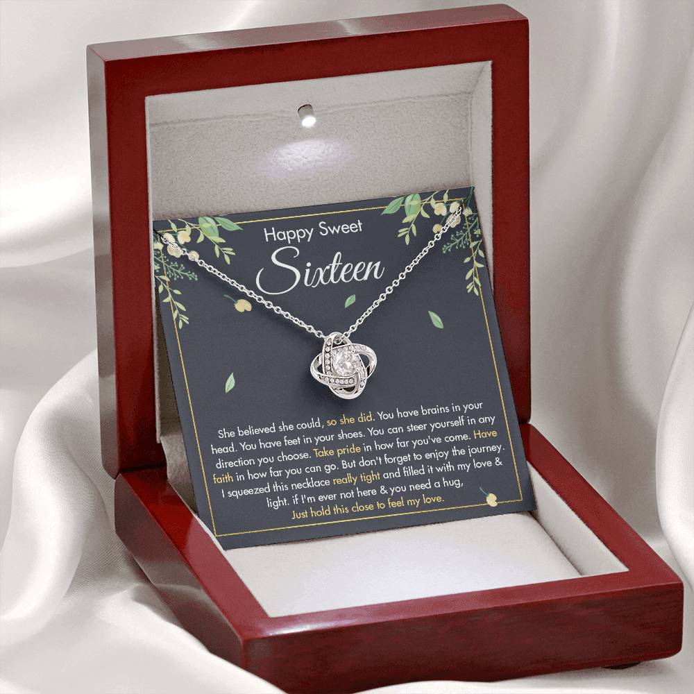 HAPPY SWEET SIXTEEN FAITH LOVE KNOT NECKLACE