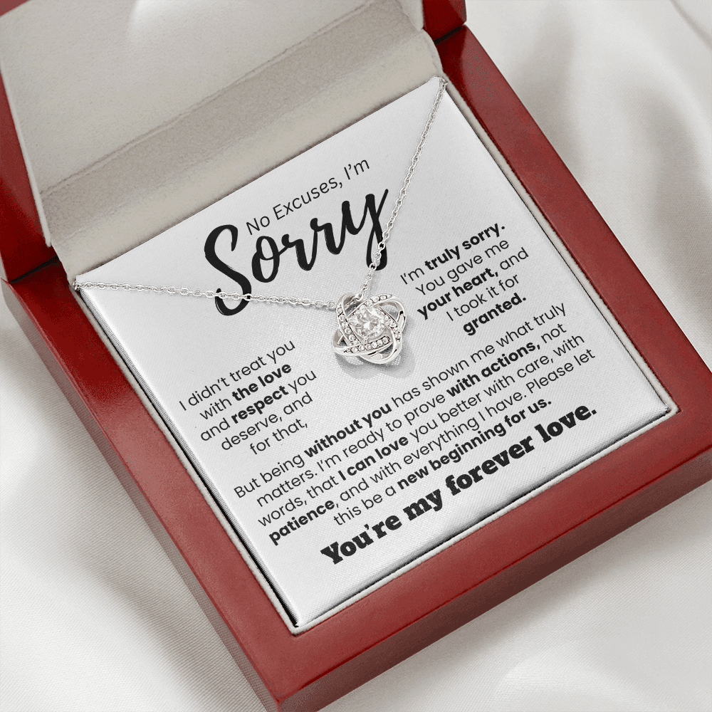 Apology Gift For Her | No Excuses, I'm Sorry | Love knot Necklace