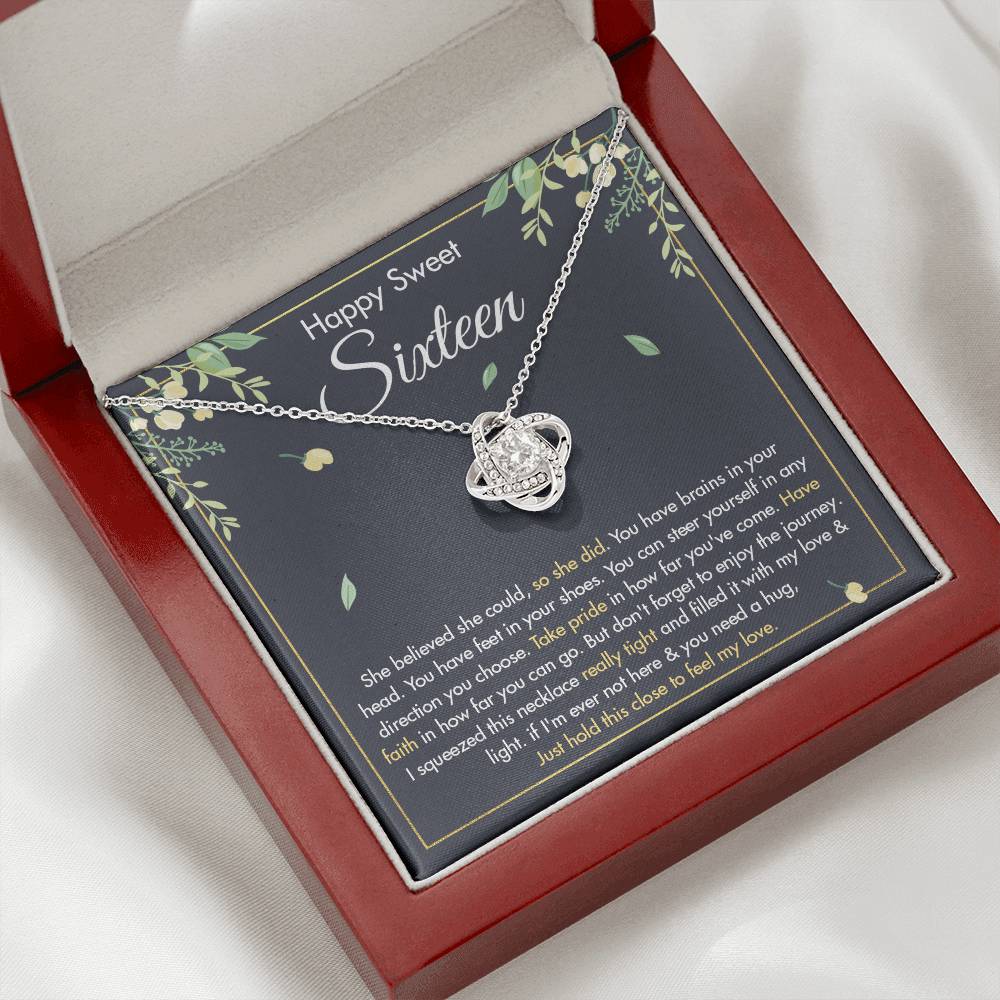 HAPPY SWEET SIXTEEN FAITH LOVE KNOT NECKLACE