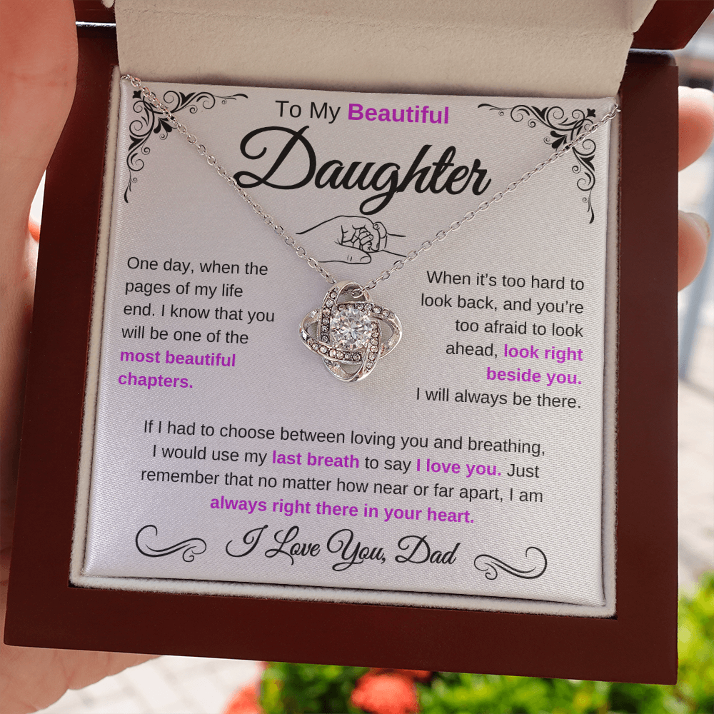 (Almost Sold Out) To My Beautiful Daughter | Love Knot Necklace