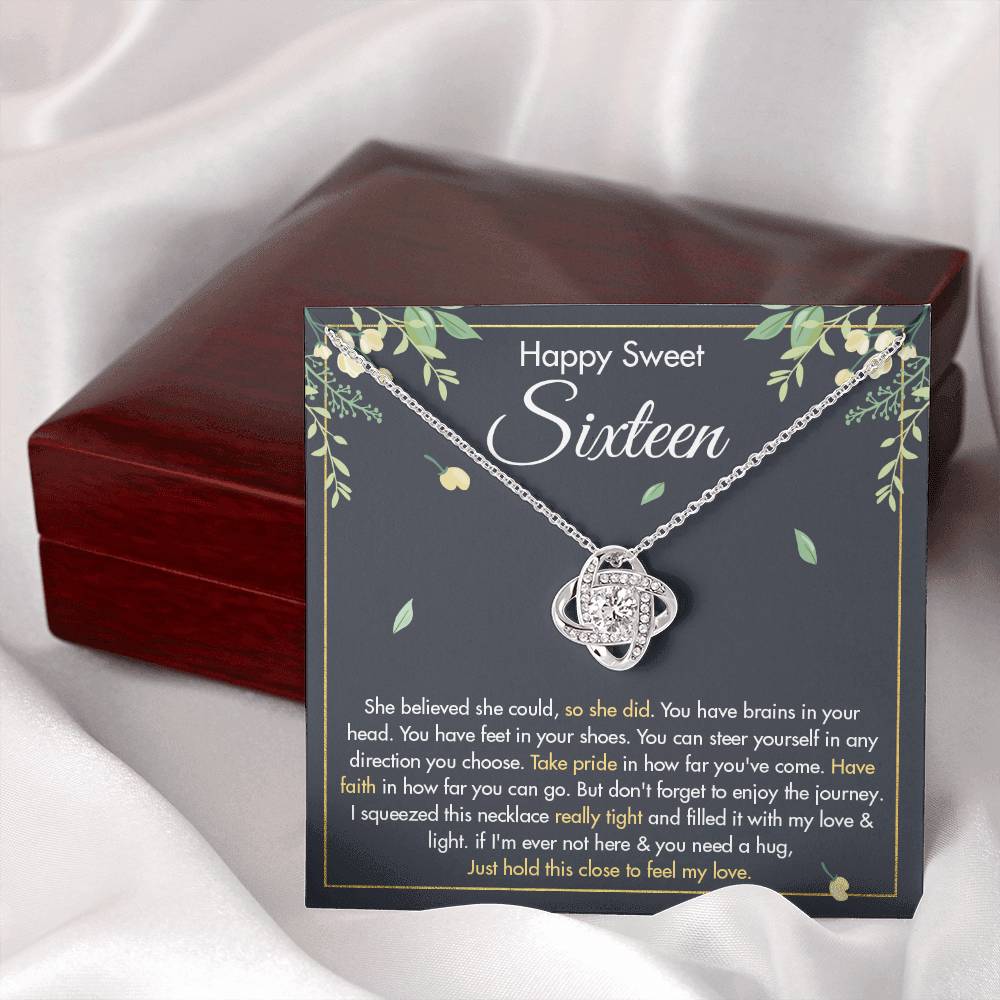HAPPY SWEET SIXTEEN FAITH LOVE KNOT NECKLACE