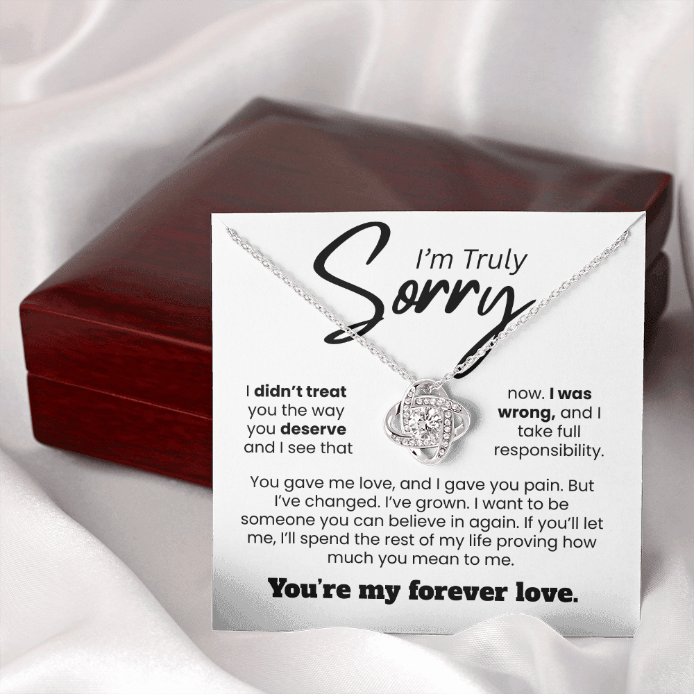 Apology Gift For Her - I'm Truly Sorry, I Was Wrong - Love knot Necklace