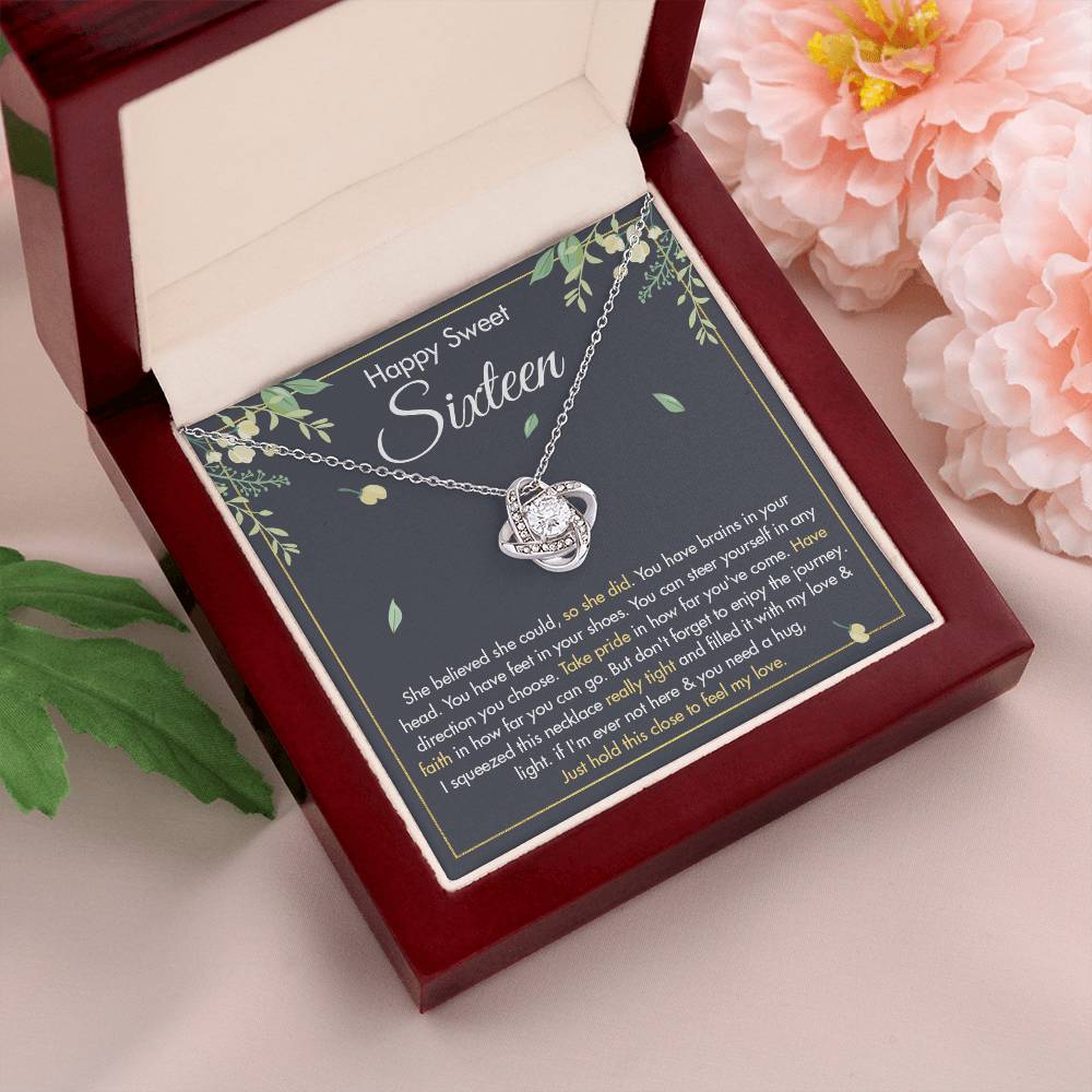 HAPPY SWEET SIXTEEN FAITH LOVE KNOT NECKLACE