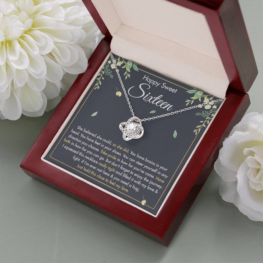HAPPY SWEET SIXTEEN FAITH LOVE KNOT NECKLACE