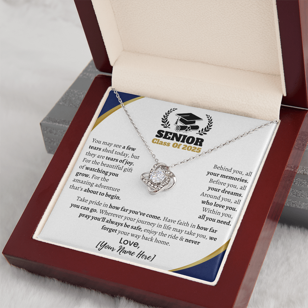 Custom Gift for Graduation "Take Pride in How far You've Come" Love Knot Necklace