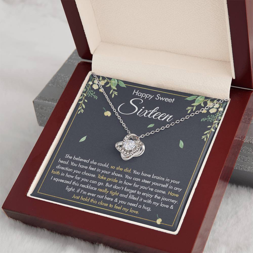 HAPPY SWEET SIXTEEN FAITH LOVE KNOT NECKLACE