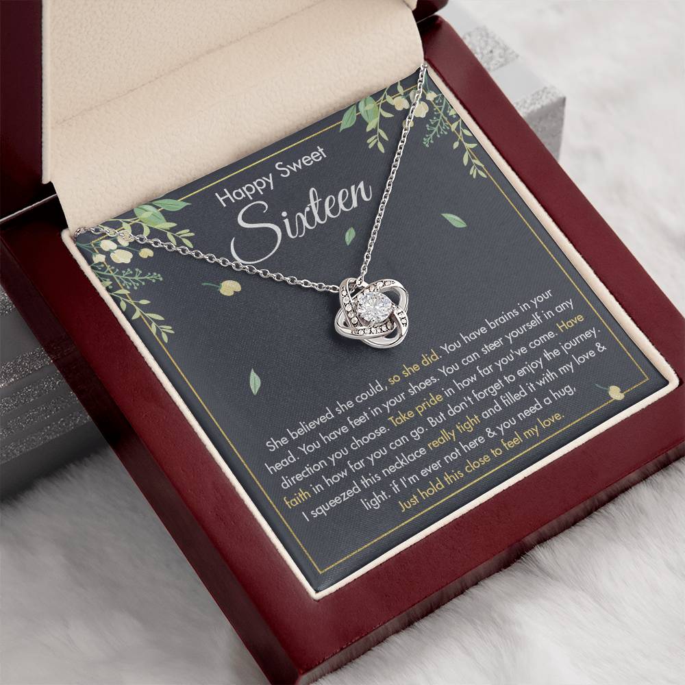 HAPPY SWEET SIXTEEN FAITH LOVE KNOT NECKLACE