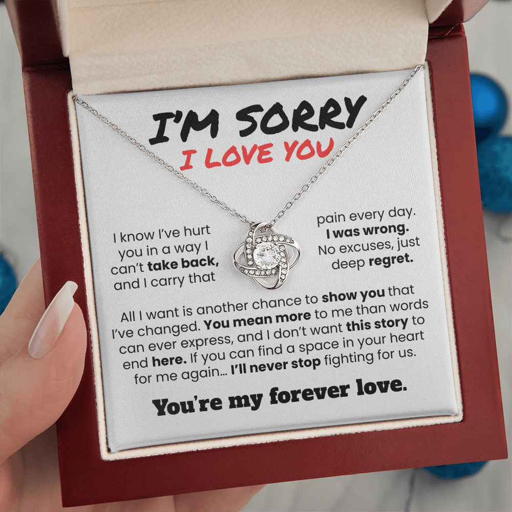 Apology Gift For Her - I know I've Hurt You - Love knot Necklace