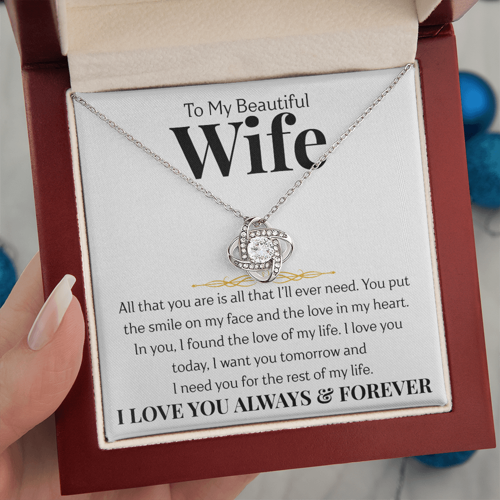 To My Beautiful Wife | Love Knot Necklace