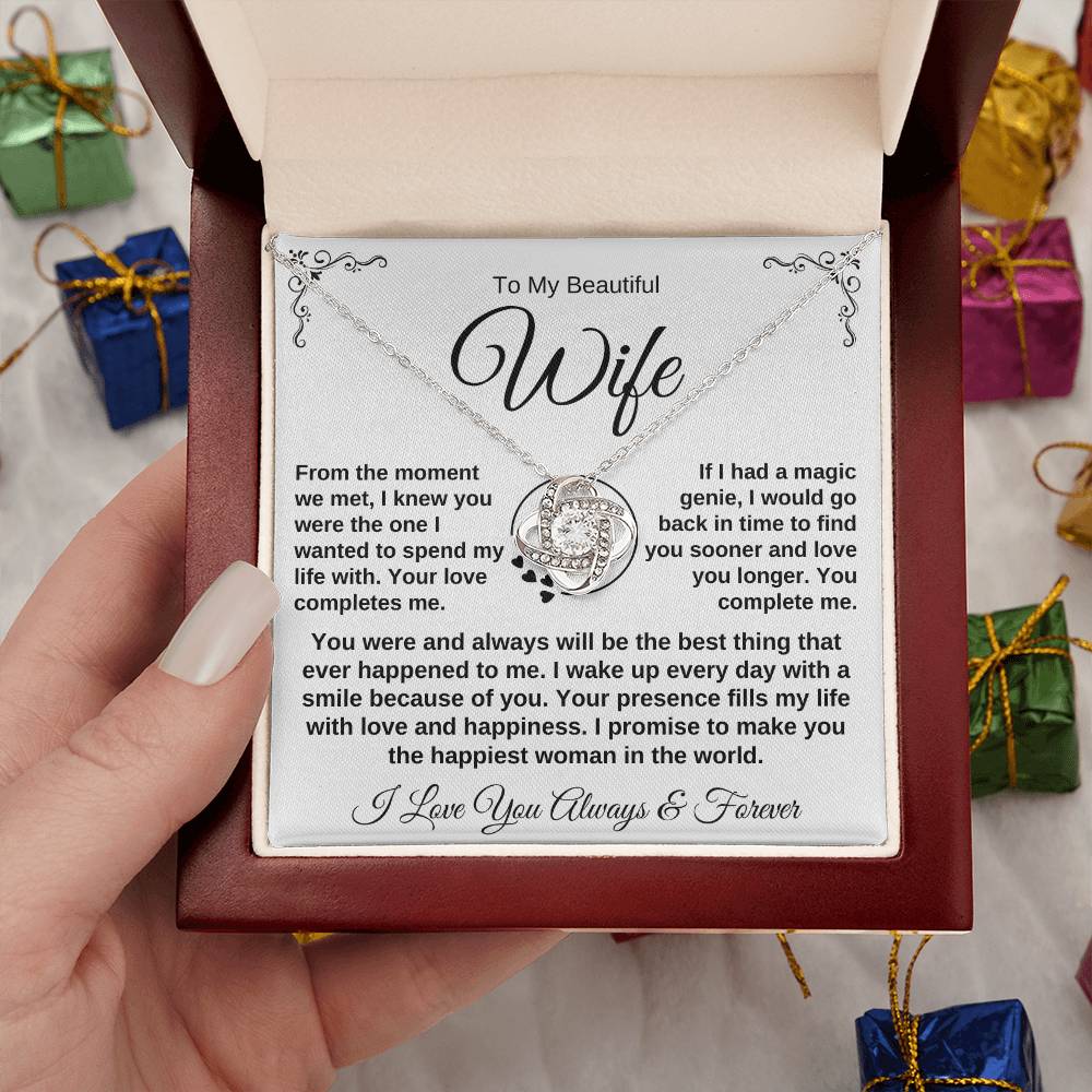 To My Beautiful Wife - Love Knot Necklace