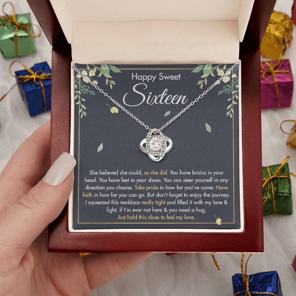 HAPPY SWEET SIXTEEN FAITH LOVE KNOT NECKLACE
