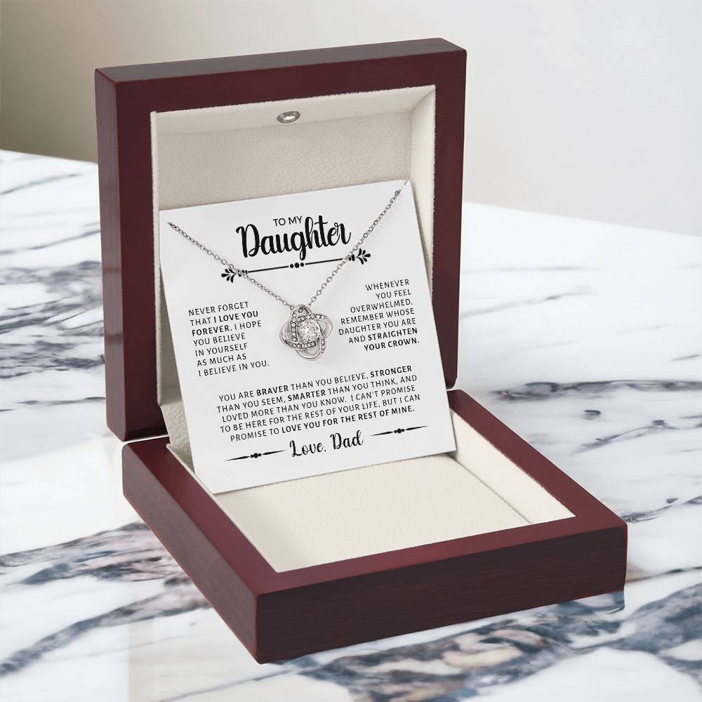 To My Daughter | You are Braver Than You Believe (Love Knot Necklace)