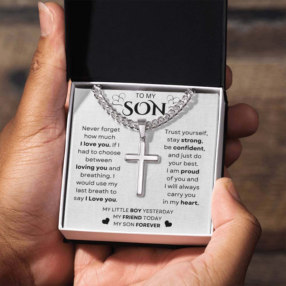 To My Son | Never Forget | Chain With Artisan Cross