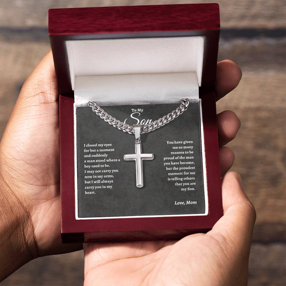 To My Son | Proudest Moment | Cuban Link Cross Chain - C