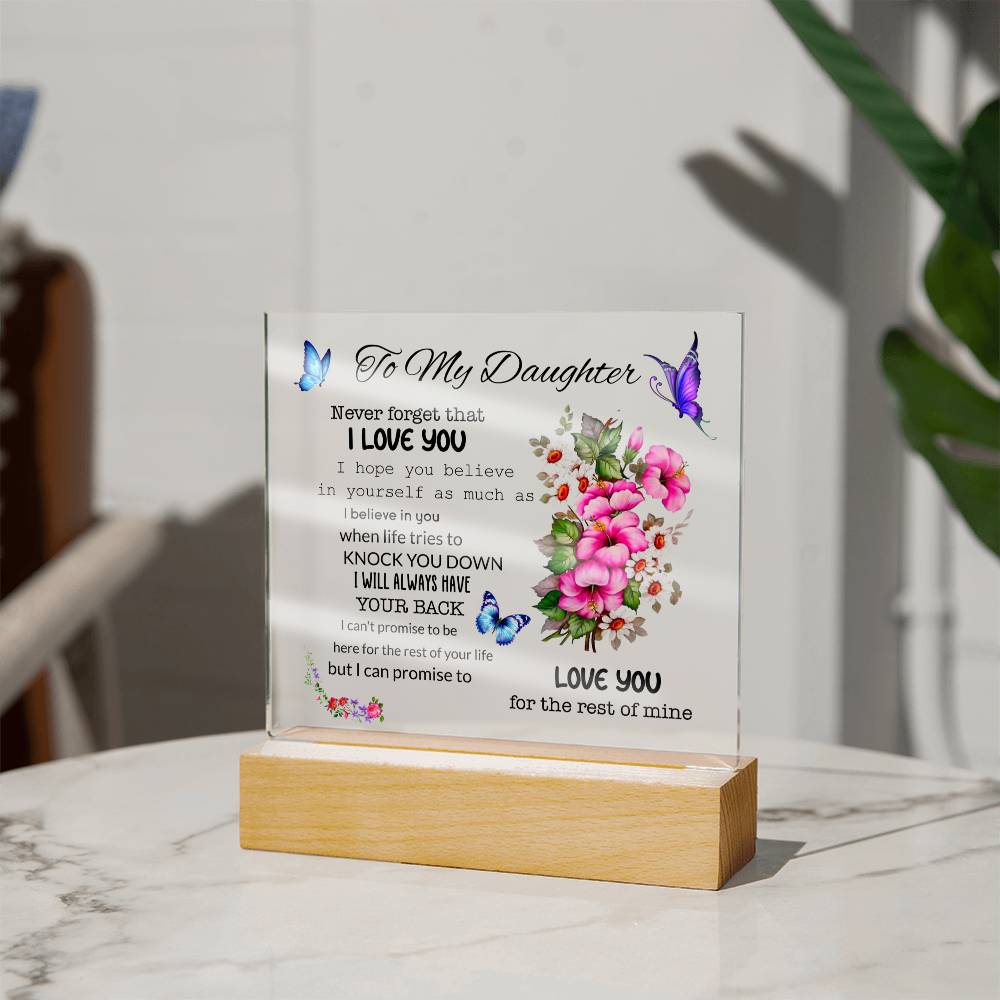 To My Daughter | I Love You | Square Acrylic Plaque