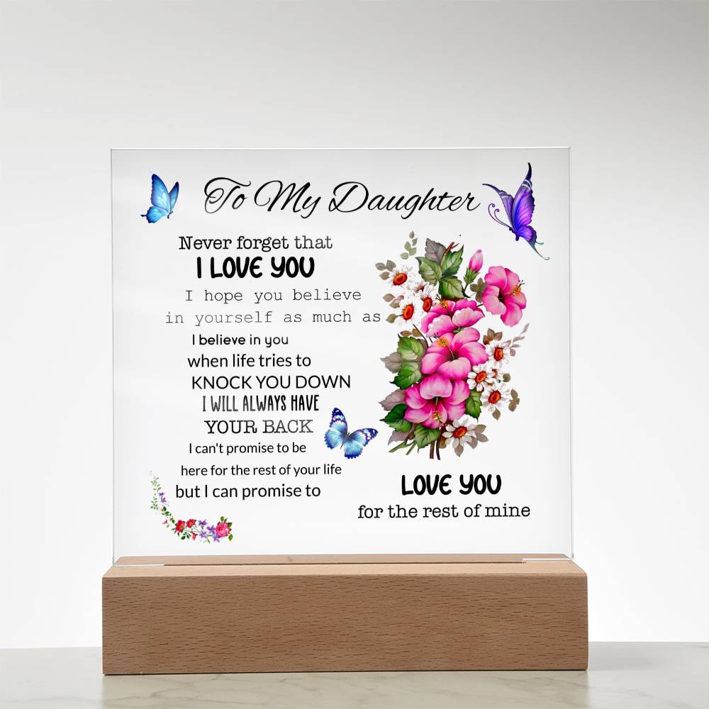 To My Daughter | I Love You | Square Acrylic Plaque