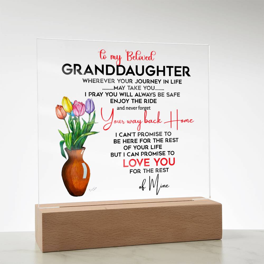 To My Beloved Granddaughter | I Pray You Will Always Be Safe to My Beloved | Acrylic Square Plaque