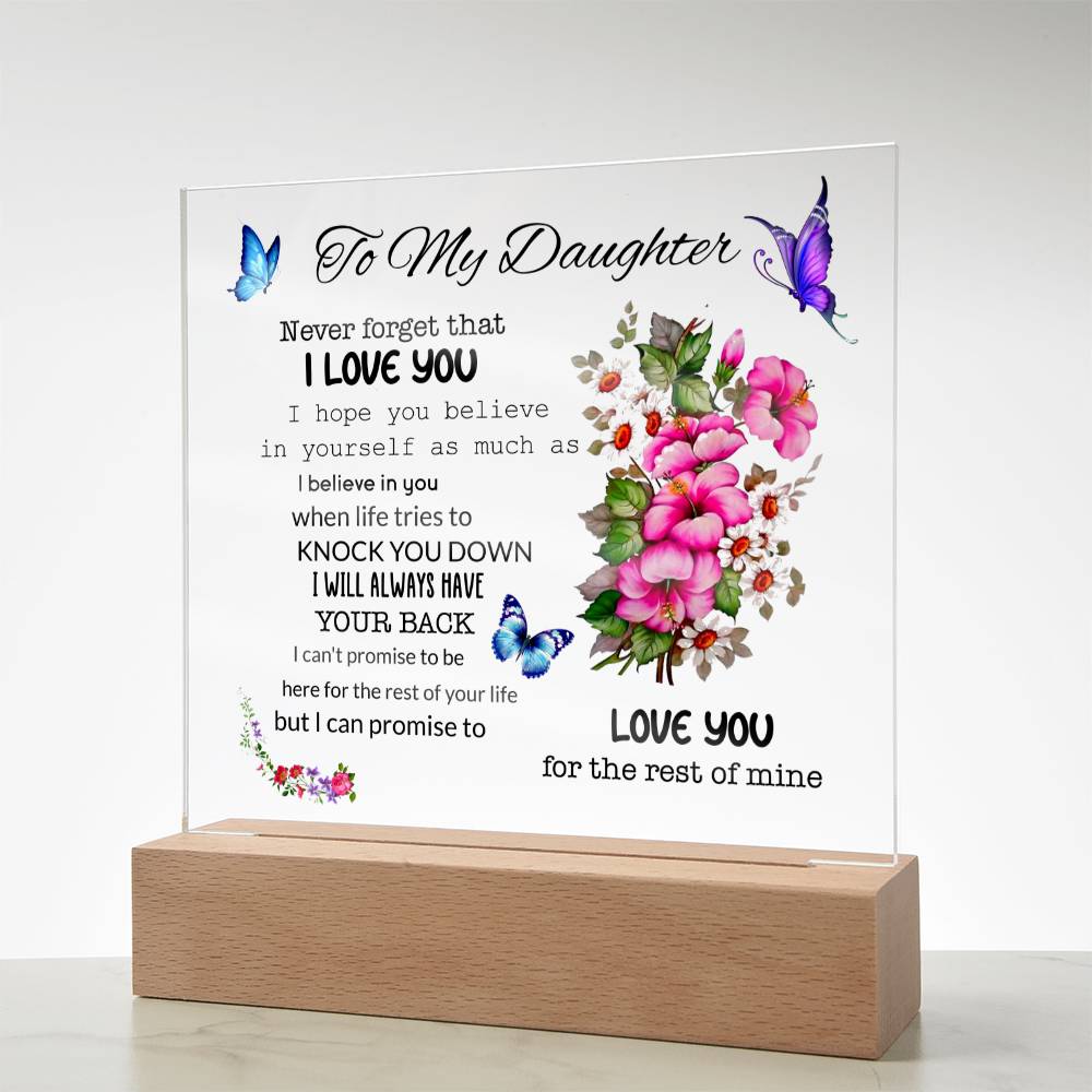 To My Daughter | I Love You | Square Acrylic Plaque