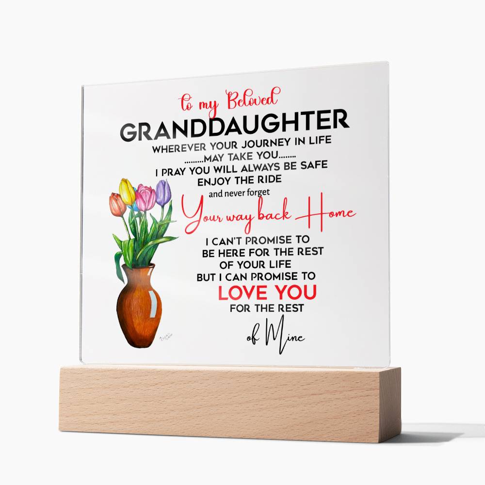 To My Beloved Granddaughter | I Pray You Will Always Be Safe to My Beloved | Acrylic Square Plaque