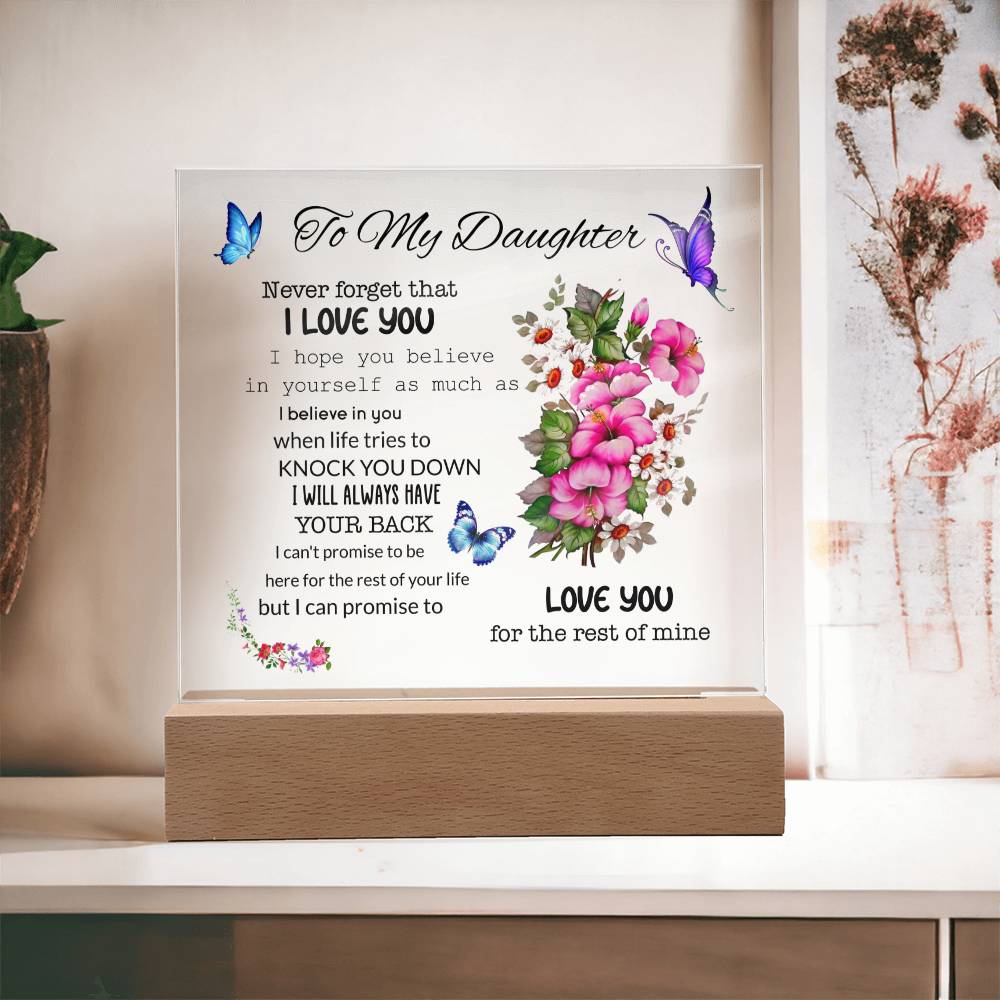To My Daughter | I Love You | Square Acrylic Plaque
