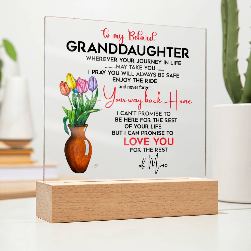 To My Beloved Granddaughter | I Pray You Will Always Be Safe to My Beloved | Acrylic Square Plaque
