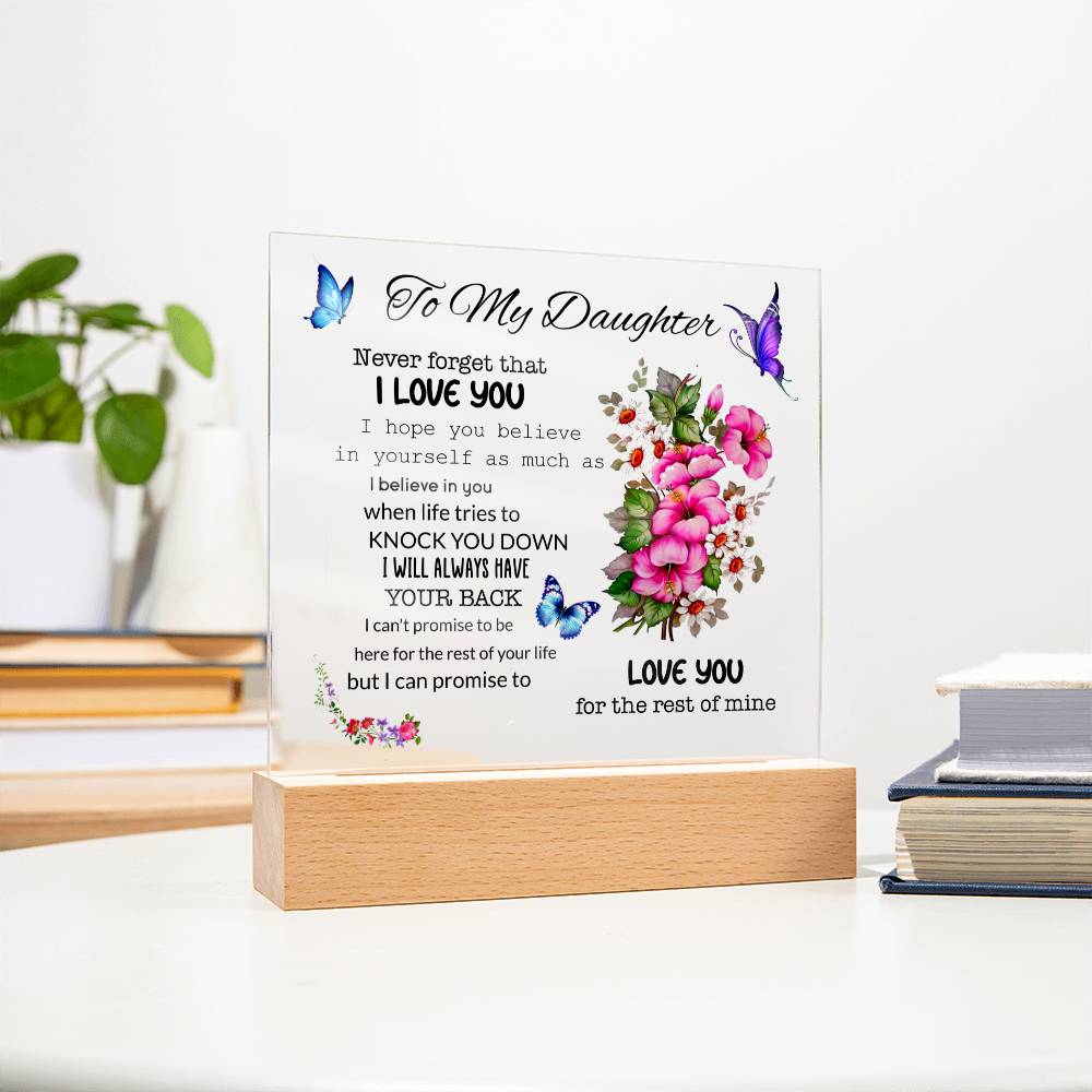 To My Daughter | I Love You | Square Acrylic Plaque